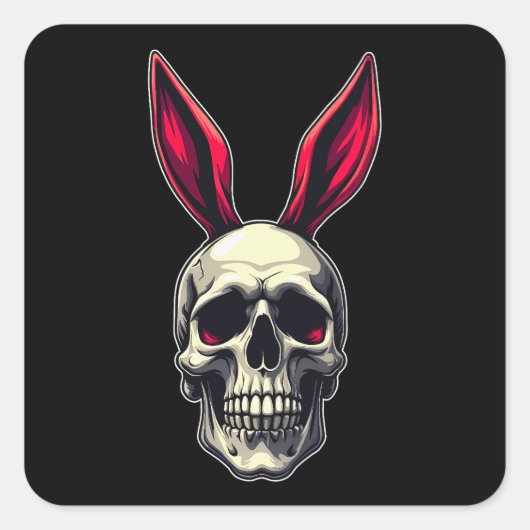 Skull Bunny – Dark Easter Art - Autocolante Vierkante Sticker (Voorkant)