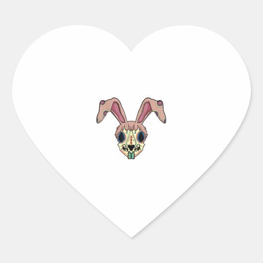 Skull Bunny Ears Easter Schattige Skelet Konijn Sp Hart Sticker (Voorkant)
