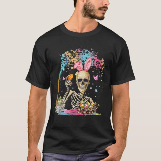 Skull Bunny Ears Rabbit Easter Easter Day Mannen T-shirt (Voorkant)