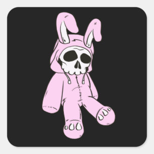 Skull Bunny Pink Dead Bunny Costume Skeleton Vierkante Sticker