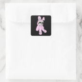 Skull Bunny Pink Dead Bunny kostuum Skelet Vierkante Sticker (Tas)