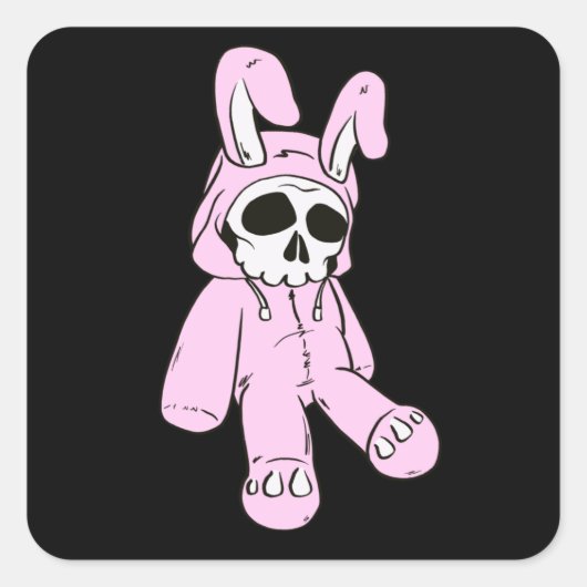 Skull Bunny Pink Dead Bunny kostuum Skelet Vierkante Sticker (Voorkant)