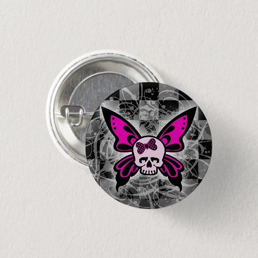 Skull Butterfly Button (Voorkant /achterkant)