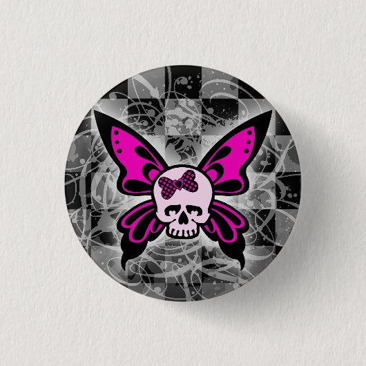 Skull Butterfly Button (Voorkant)
