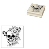 Skull Butterfly Floral Art Rubberstempel (Gestempeld)