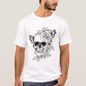 Skull Butterfly Floral Art T-shirt (Voorkant)