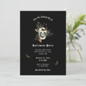 Skull Butterfly Halloween Party Invitation Kaart (Staand voorkant)