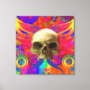 Skull Butterfly in Color Canvas Afdruk
