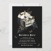 Skull Butterfly Pumpkin Halloween Party Invitation Kaart (Voorkant)