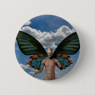 Skull Butterfly Ronde Button 5,7 Cm
