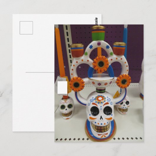 Skull Candle Holder Briefkaart (Voorkant / Achterkant)