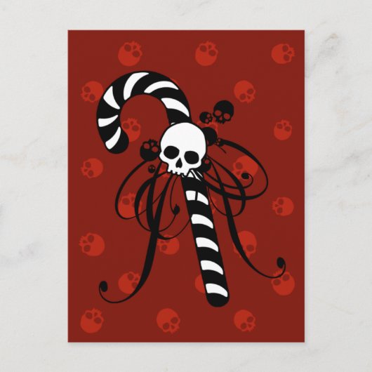 Skull Candy Cane Briefkaart (Voorkant)