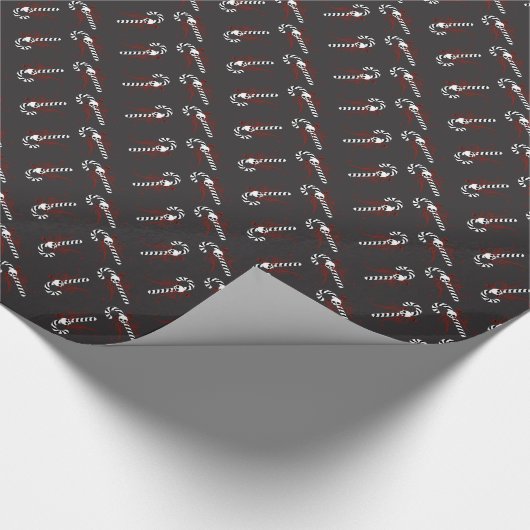 Skull Candy Cane Cadeaupapier (Hoek)