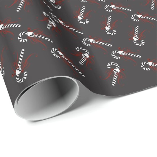 Skull Candy Cane Cadeaupapier (Rol Hoek)