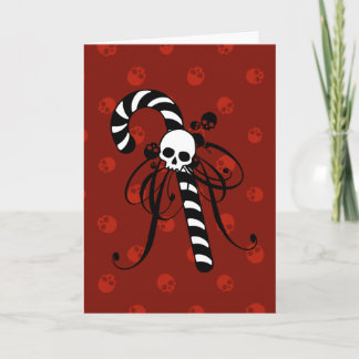 Skull Candy Cane Feestdagen Kaart