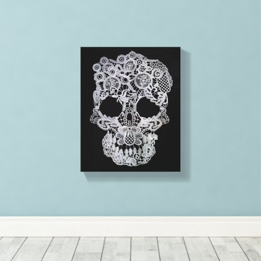 Skull canvas afdruk (Insitu (Houten vloer))