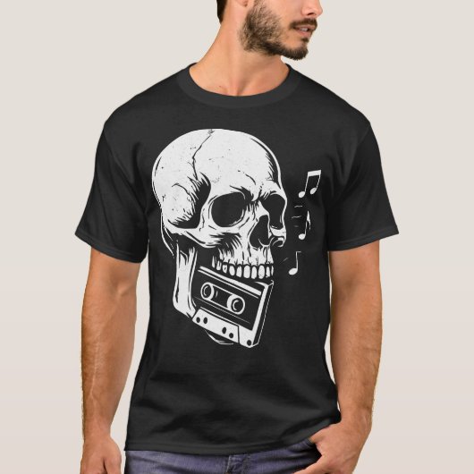 Skull Cassette Punk Zwart T-shirt (Voorkant)