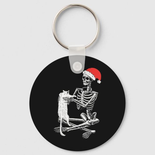 Skull Cat Christmas Sleutelhanger (Voorkant)