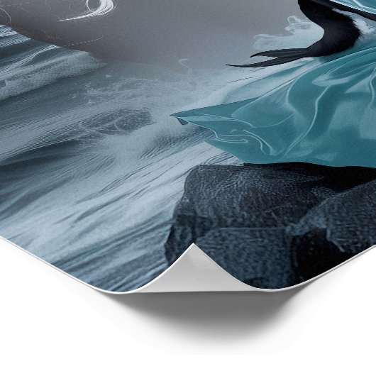 Skull Cat Shadow Work Witchy AI Art Matte Value Poster (Hoek)