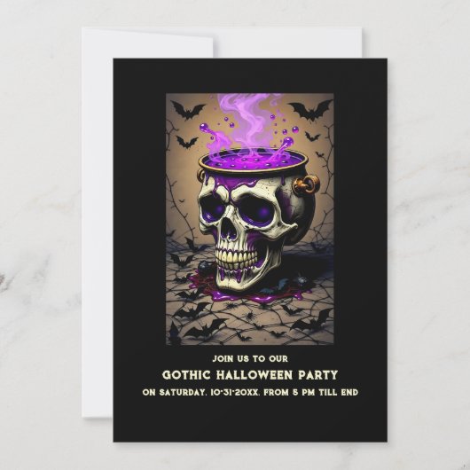 Skull Cauldron donkere spookachtige Gotische Hallo (Voorkant)