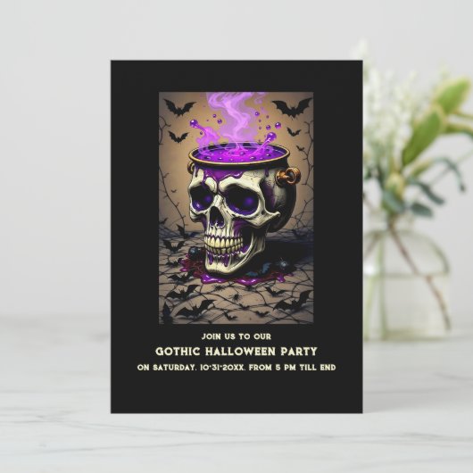 Skull Cauldron donkere spookachtige Gotische Hallo (Staand voorkant)