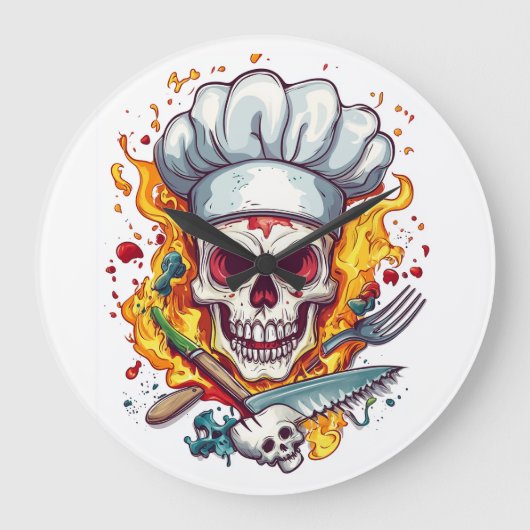 Skull Chef Kitchen Master Grote Klok (Voorkant)