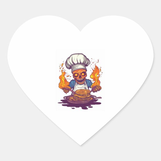 Skull Chef Madness � Funny Cooking Skeleton Hart Sticker (Voorkant)