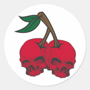Skull Cherries Ronde Sticker