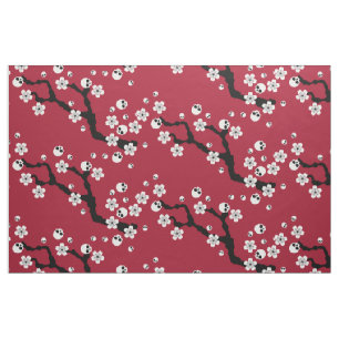Skull Cherry Blossom Stof