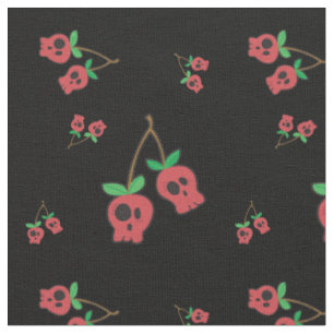 Skull Cherry Fabric Stof