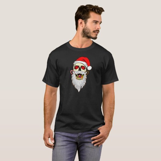 Skull Christmas Santa Claus 1# T-shirt (Voorkant volledig)
