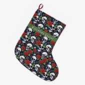 Skull Christmas With Poinsettias & Snowflakes Grote Kerstsok (Voorkant (Hangend))