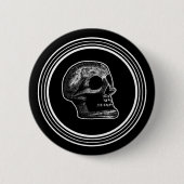 SKULL - Cirkel zwart & wit Ronde Button 5,7 Cm (Voorkant)