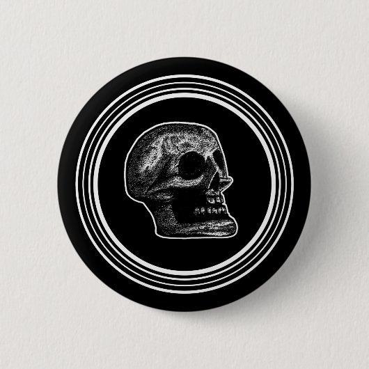 SKULL - Cirkel zwart & wit Ronde Button 5,7 Cm (Voorkant)