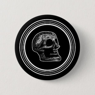 SKULL - Cirkel zwart & wit Ronde Button 5,7 Cm