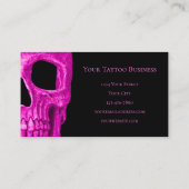 Skull Close Gothic Neon Pink Black Tattoo Shop Visitekaartje (Achterkant)