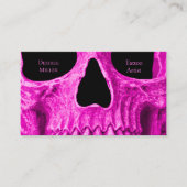 Skull Close Gothic Neon Pink Black Tattoo Shop Visitekaartje (Voorkant)