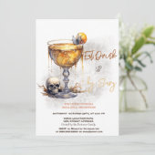 Skull Cocktail Enge Kostuums & Cocktail Halloween Kaart (Staand voorkant)