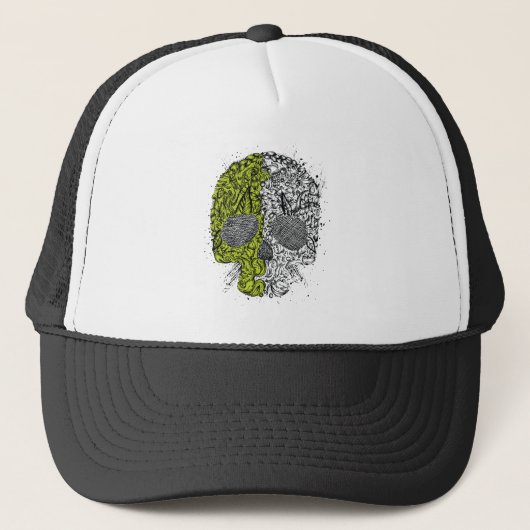 Skull ~ Collage Tattoo Skull Fantasy Art Trucker Pet (Voorkant)