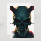 Skull Comics Stijl Illustratie Fantasy Art Feestdagenkaart (Voorkant / Achterkant)