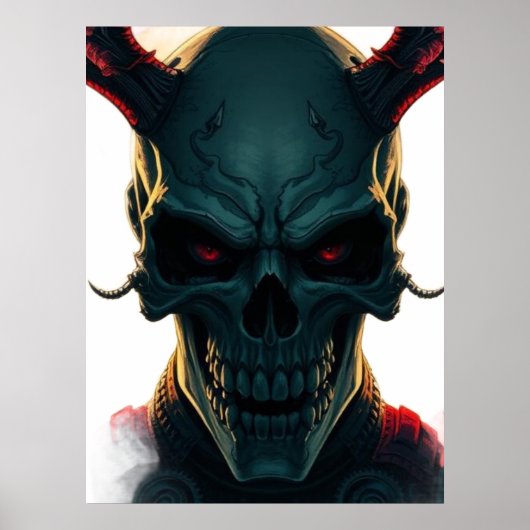 Skull Comics Stijl Illustratie Fantasy Art Poster (Voorkant)