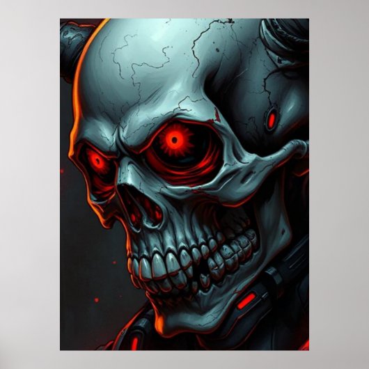 Skull Comics Stijl Illustratie Fantasy Art Poster (Voorkant)
