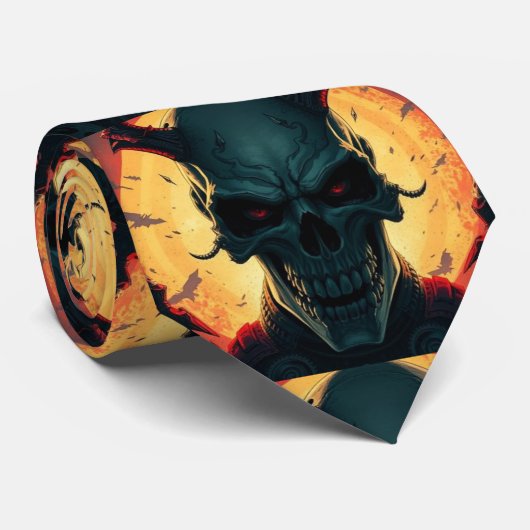 Skull Comics Stijl Illustratie Fantasy Art Stropdas (Opgerold)