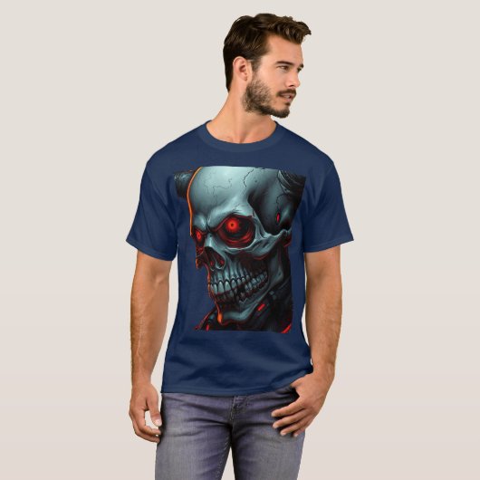 Skull Comics Style Illustration Fantasy Art T-shirt (Voorkant volledig)