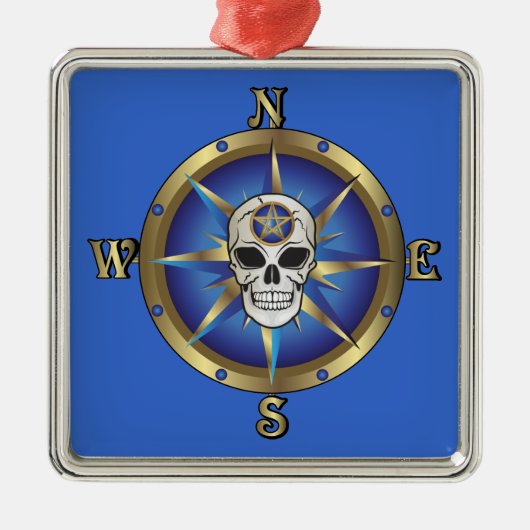 Skull Compass Metalen Ornament (Voorkant)