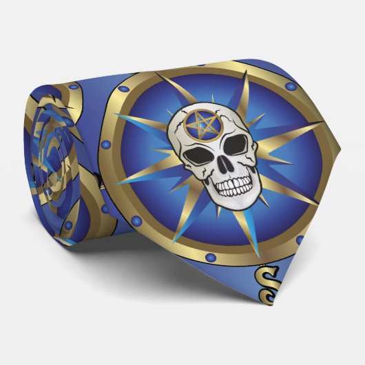 Skull Compass Stropdas (Opgerold)