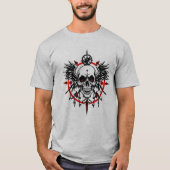 Skull Compass T-Shirt – Gothic Wings & Red Eye Hor (Voorkant)