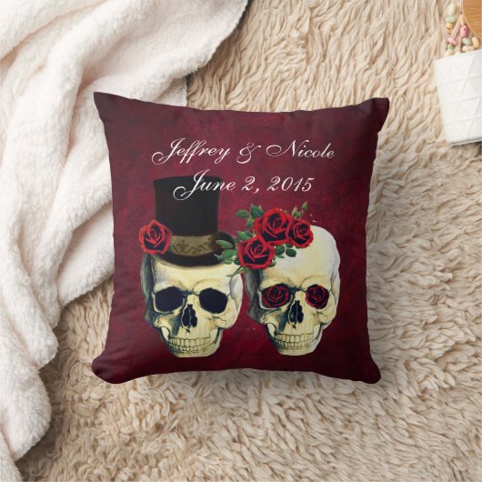 Skull Couple Bride en Groom Custom Wedding Kussen (Deken)