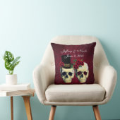 Skull Couple Bride en Groom Custom Wedding Kussen (Stoel)