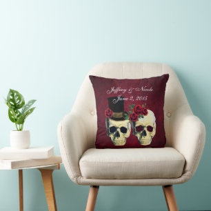 Skull Couple Bride en Groom Custom Wedding Kussen